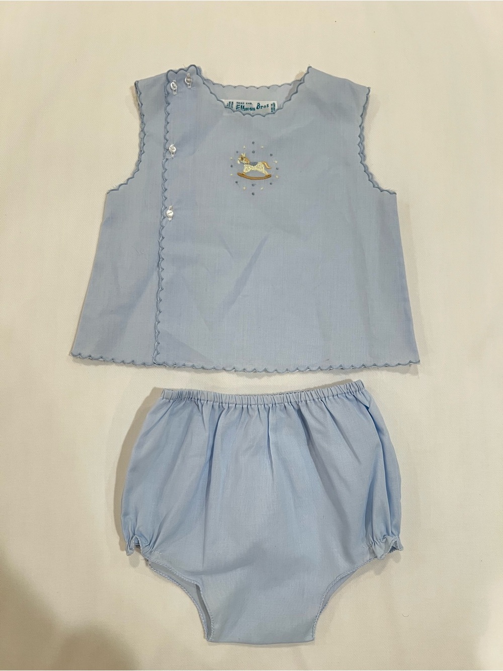 Feltman Brothers Classic Light Blue Diaper Cover Set with Rocking Horse Detail - Picture 3 of 6